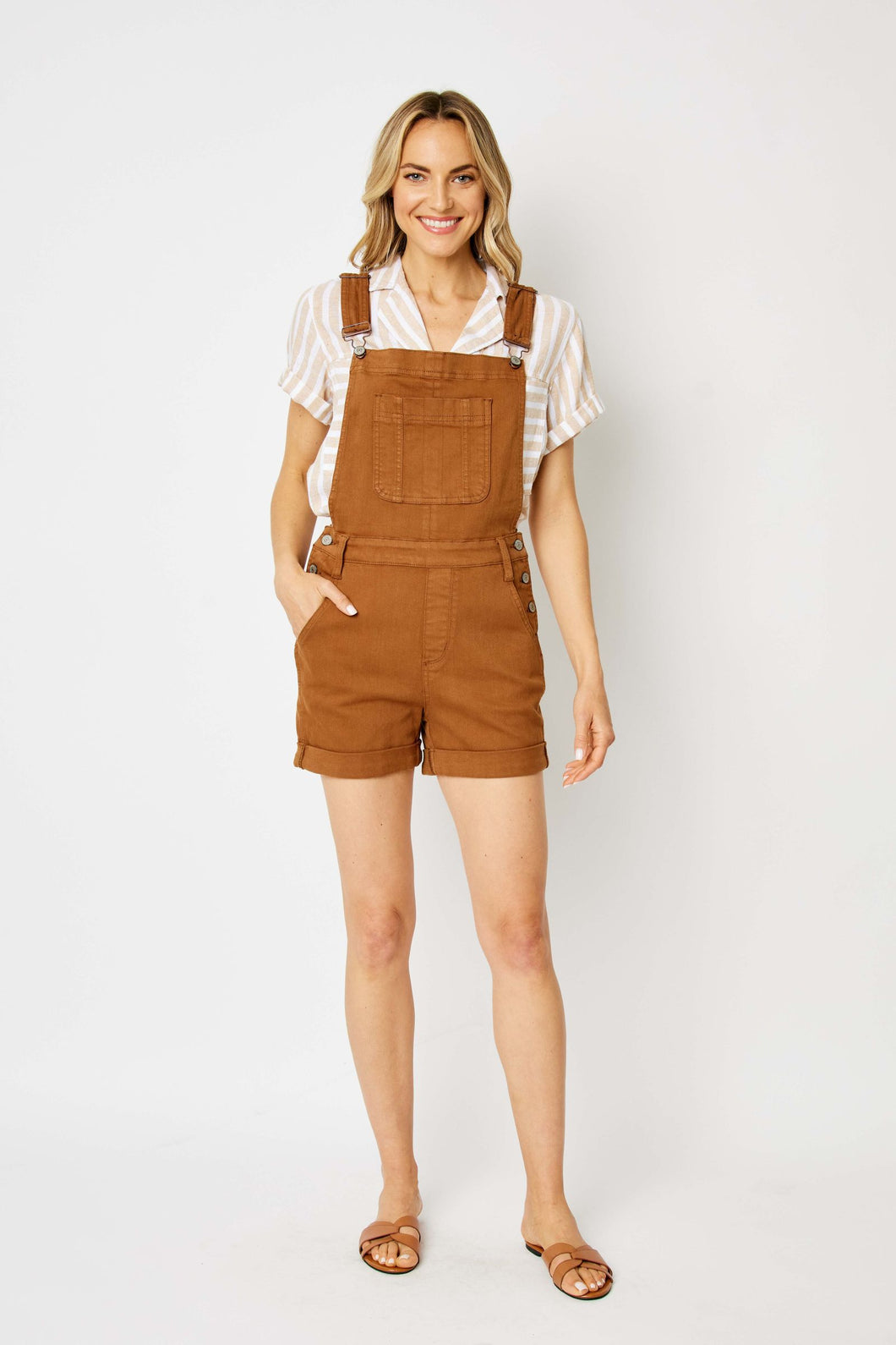 Brown overall shorts