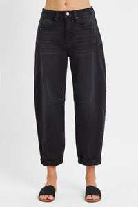 Black barrel jeans
