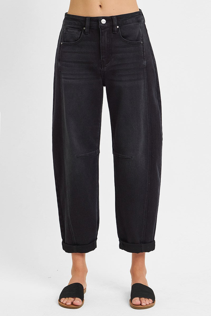 Black barrel jeans
