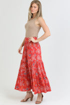 Load image into Gallery viewer, Red Smocked skirt
